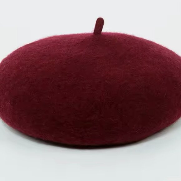 Wine Wool Beret - Picture 2 of 2